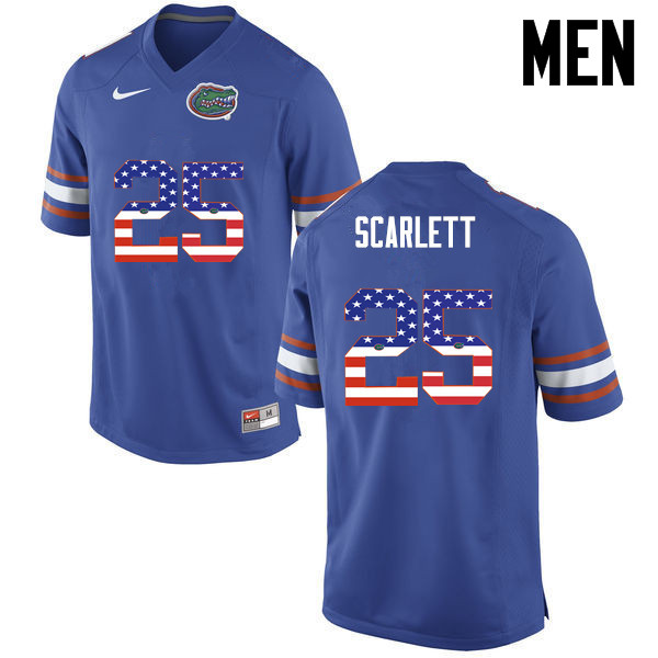 Men Florida Gators #25 Jordan Scarlett College Football USA Flag Fashion Jerseys-Blue